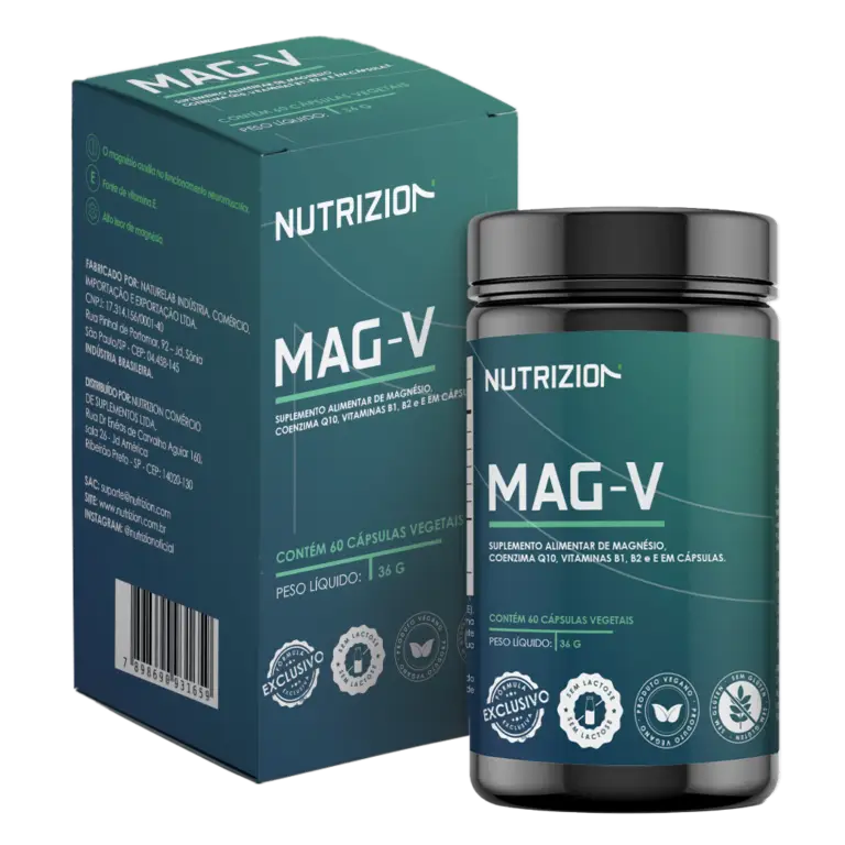 Mag-V Nutrizion suplemento para enxaqueca com magnésio e coenzima Q10
