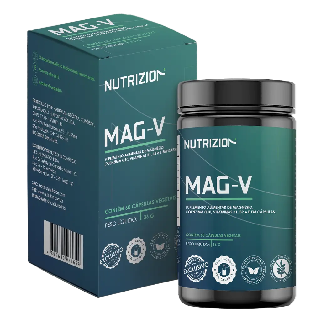 Mag-V Nutrizion suplemento para enxaqueca com magnésio e coenzima Q10